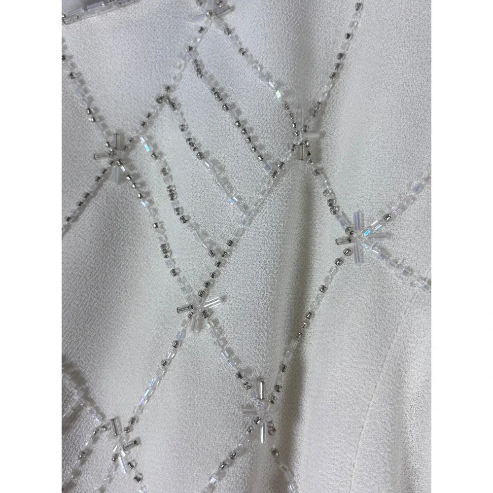 R&M Richards Petite Sleeveless Beaded Formal Dress Ivory Size‎ 8P - READ